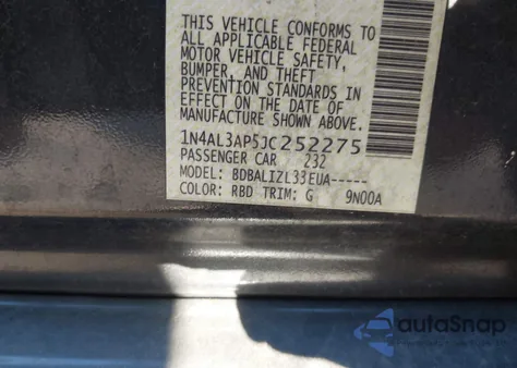 2018 Nissan Altima 2.5 Sv z USA, uszkodzony, nr VIN 1N4AL3AP5JC252275